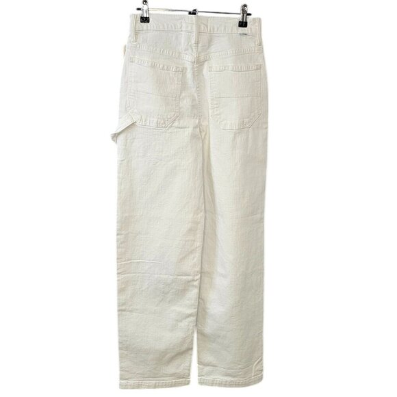 MOTHER The Stud Finder Sneak High-Rise Wide-Leg Jeans, Carpenter, White, 25, NWT - Picture 3 of 14